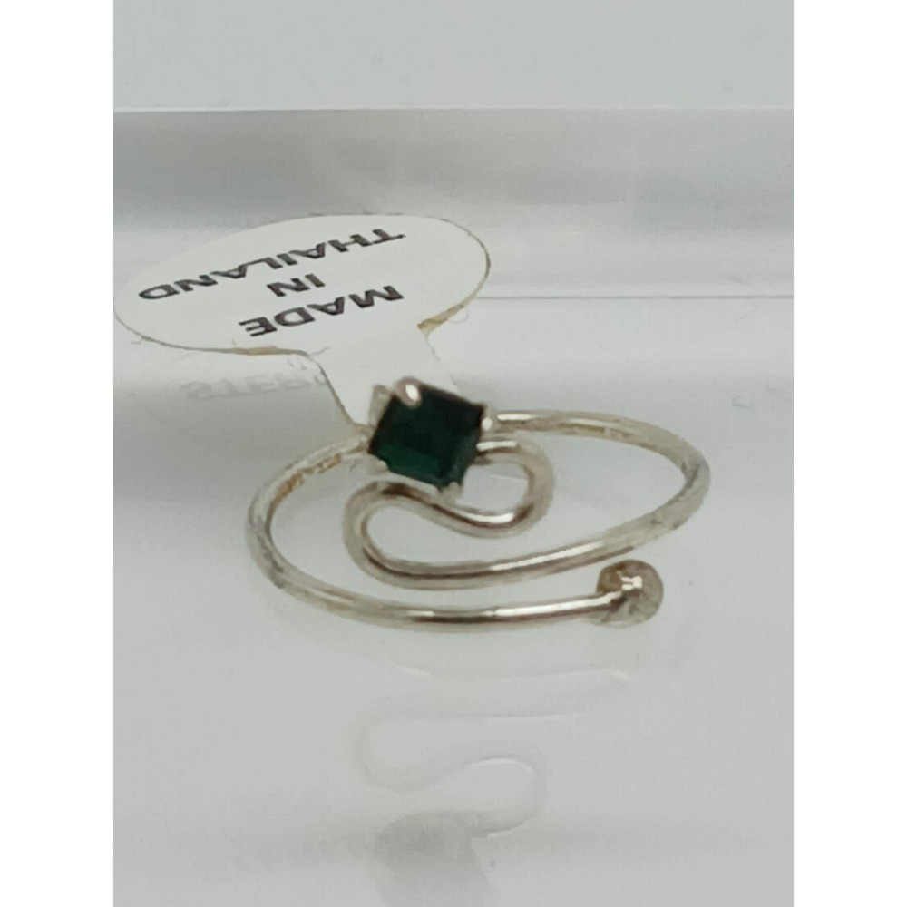 Swirly Emerald Green Crystal Rhinestone Toe Ring Adjustable Size Sterling Silver - Picture 3 of 9